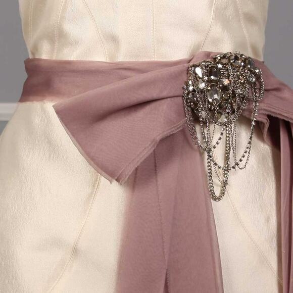 MONIQUE LHUILLIER Marcella Lavender Crystals Formal Bridal Sash Belt main image 8